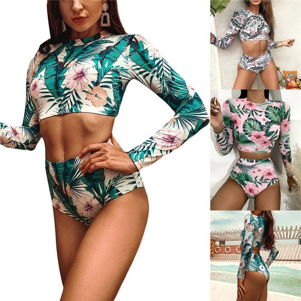 women's swimwear 2 pieces bathing suit set, female floral print round neck long sleeve crop bikini panties for summer, s//l/xl, White;black
women's swimwear 2 pieces bathing suit set, female floral print round neck long sleeve crop bikini panties for summer, s//l/xl, White;black