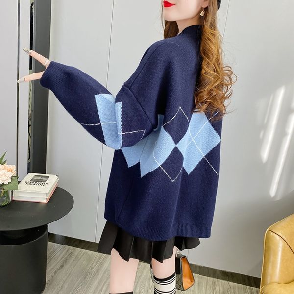 women's fur & faux tigena style preppy women mesh cardigan winter casual contrast argyle loose female sweater outward clothes cgsb, Black
women's fur & faux tigena style preppy women mesh cardigan winter casual contrast argyle loose female sweater outward clothes cgsb, Black