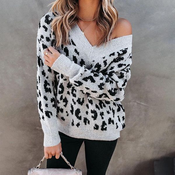women's sweaters 2021 winter pullover baggy v neck long sleeve leopard print sweater knitted ladies casual loose jumper women y, White;black
women's sweaters 2021 winter pullover baggy v neck long sleeve leopard print sweater knitted ladies casual loose jumper women y, White;black