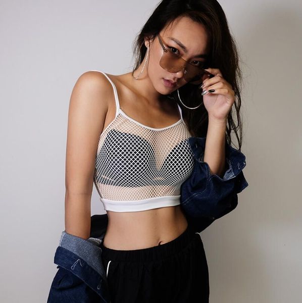 night club perspective vest fashion hollow out mesh female crop summer spaghetti t shirt women, White
night club perspective vest fashion hollow out mesh female crop summer spaghetti t shirt women, White