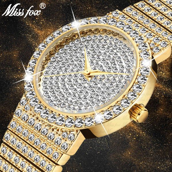 missfox es small unique 18k gold luxury brand women diamond waterproof analog classic iced out watch for gifts, Slivery;brown
missfox es small unique 18k gold luxury brand women diamond waterproof analog classic iced out watch for gifts, Slivery;brown