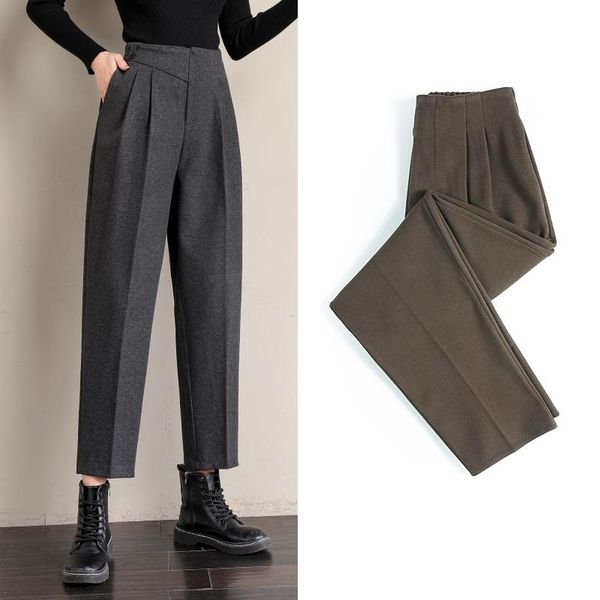 autumn winter woolen formal women's harem pants elatic waist button office lady loose ankle-length pockets korean & capris, Black;white
autumn winter woolen formal women's harem pants elatic waist button office lady loose ankle-length pockets korean & capris, Black;white