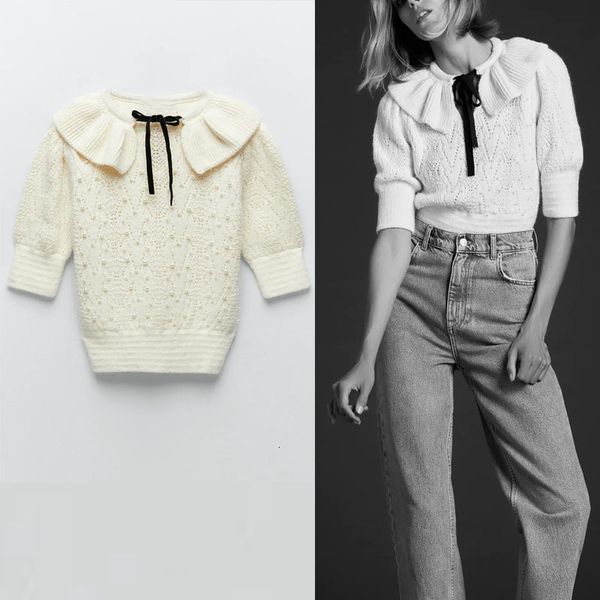 sweaters faux pearls knit sweater women adjustable ruffled o neck soft knitwear female chic streetwear vintage fit pullover, White;black
sweaters faux pearls knit sweater women adjustable ruffled o neck soft knitwear female chic streetwear vintage fit pullover, White;black