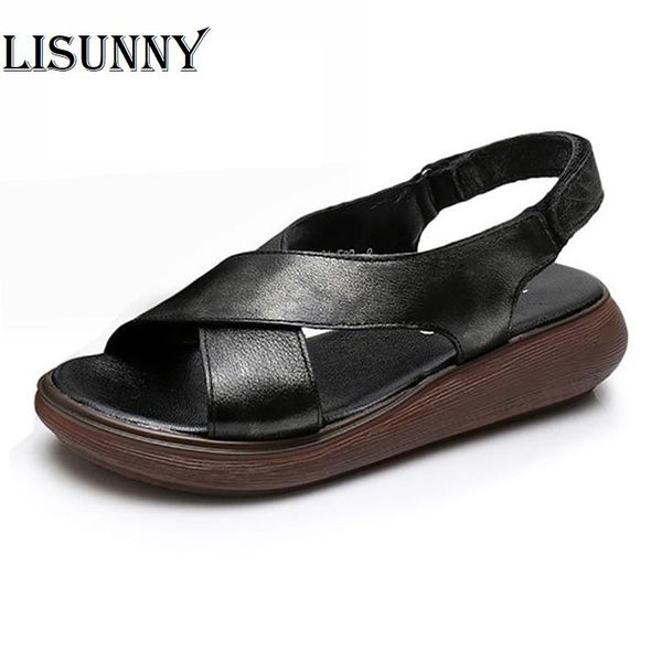 retro handmade summer sandals genuine leather casual platform shoes gladiator women sandalias mujer, Black
retro handmade summer sandals genuine leather casual platform shoes gladiator women sandalias mujer, Black