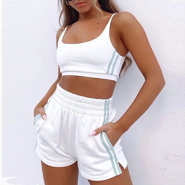 striped tracksuit two piece women tracksuits sets sleeveless tank elasticit shorts suit female summer lady causal sportswear set, Gray
striped tracksuit two piece women tracksuits sets sleeveless tank elasticit shorts suit female summer lady causal sportswear set, Gray