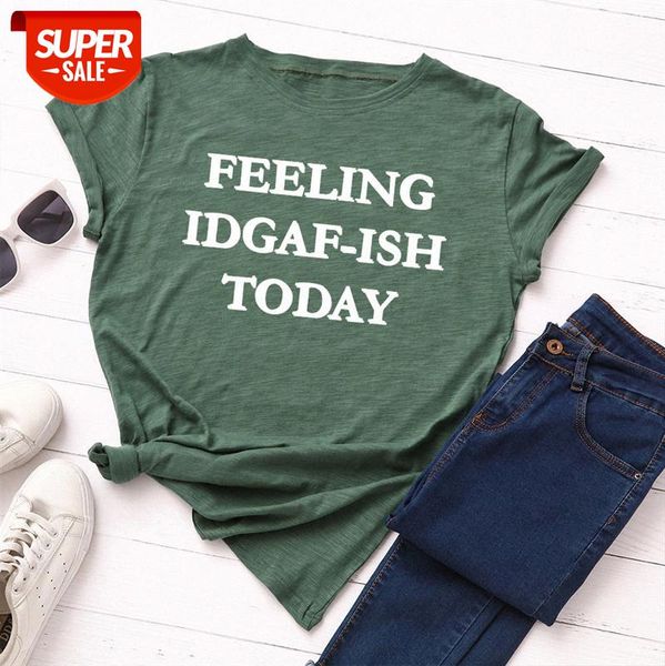 pure cotton european and american women's loose round neck short-sleeved t-shirt female letters feeling idgaf-ish today #gi2l, White
pure cotton european and american women's loose round neck short-sleeved t-shirt female letters feeling idgaf-ish today #gi2l, White