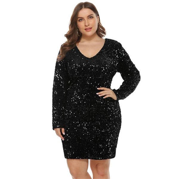 plus size dresses women sequined party long sleeve v neck elegant mini dress ladies skinny nightclub african vestidos, Black
plus size dresses women sequined party long sleeve v neck elegant mini dress ladies skinny nightclub african vestidos, Black