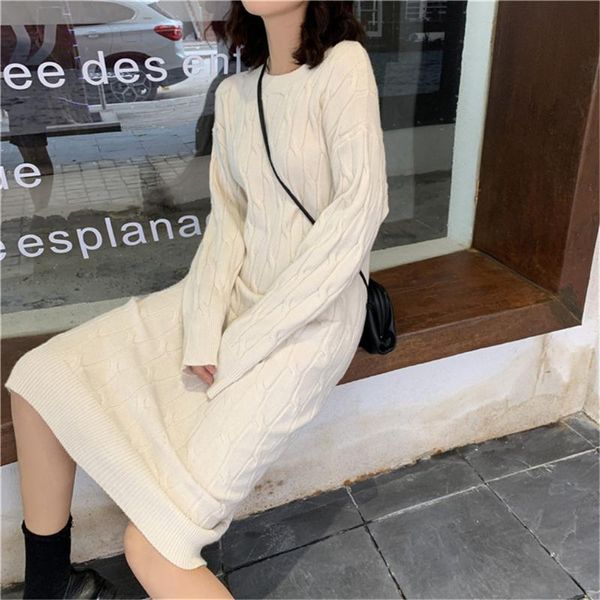 korean style fashionable oversize warm elegant lady midi fashion spring 2021 autumn winter women dresses knitted dress casual, Black;gray 
korean style fashionable oversize warm elegant lady midi fashion spring 2021 autumn winter women dresses knitted dress casual, Black;gray