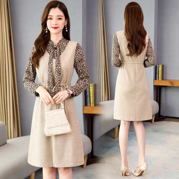 spring autumn vintage leopard shirt dresses elegant women party casual vestidos korean plus size office lady dress 210528, Black;gray
spring autumn vintage leopard shirt dresses elegant women party casual vestidos korean plus size office lady dress 210528, Black;gray