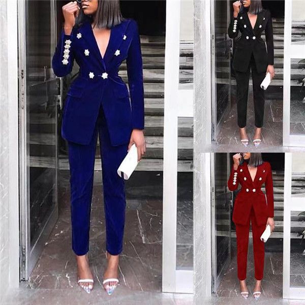 womens suits blazers autumn winter tracksuit notched full sleeve blazers pants suit two piece casual office lady outfit solid women set unif, White;black
womens suits blazers autumn winter tracksuit notched full sleeve blazers pants suit two piece casual office lady outfit solid women set unif, White;black