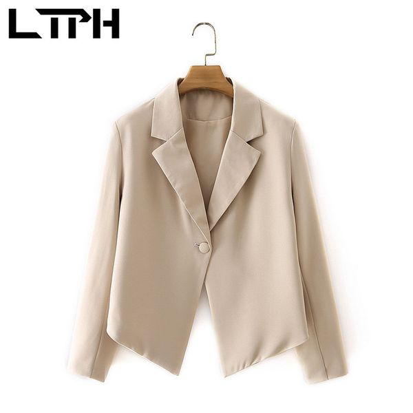 irregular short women blazers casual jackets single button long sleeve pleating hem lady suit coat summer 210427, White;black
irregular short women blazers casual jackets single button long sleeve pleating hem lady suit coat summer 210427, White;black