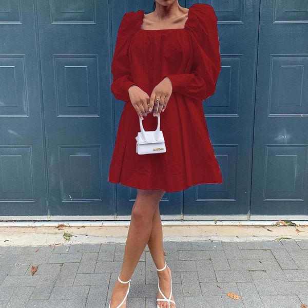 casual dresses women's square collar loose solid color dress 2021 autumn elegant mini ladies puff sleeve fashion club party, Black;gray
casual dresses women's square collar loose solid color dress 2021 autumn elegant mini ladies puff sleeve fashion club party, Black;gray