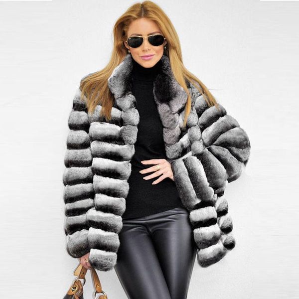 women's fur & faux 70cm long real chinchilla color rex coat stand collar women natural genuine jacket, Black
women's fur & faux 70cm long real chinchilla color rex coat stand collar women natural genuine jacket, Black