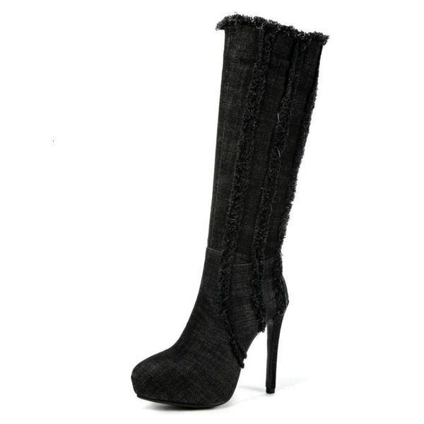 boots esveva women thin high heels zipper knee-high winter elegant shoes denim pointed toe platform woman 34-43 za06, Black
boots esveva women thin high heels zipper knee-high winter elegant shoes denim pointed toe platform woman 34-43 za06, Black