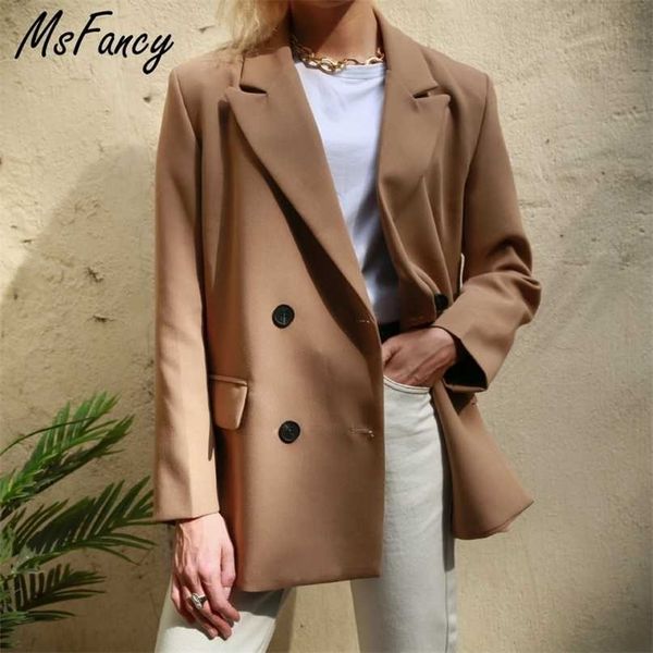msfancy blazer women double breasted oversized suits jacket official ladies loose long sleeve mujer vestido ms001 211122, White;black
msfancy blazer women double breasted oversized suits jacket official ladies loose long sleeve mujer vestido ms001 211122, White;black