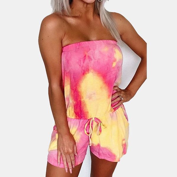 women's jumpsuits & rompers tie dye print pocket design strapless summer women playsuits casual drawstring one piece overalls, Black;white
women's jumpsuits & rompers tie dye print pocket design strapless summer women playsuits casual drawstring one piece overalls, Black;white