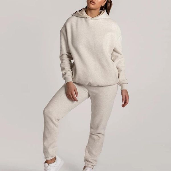 women's two piece pants winter sets 2021 solid long sleeve hooded sweatshirt harajuku tie feet casual hoodies suit for women, White
women's two piece pants winter sets 2021 solid long sleeve hooded sweatshirt harajuku tie feet casual hoodies suit for women, White