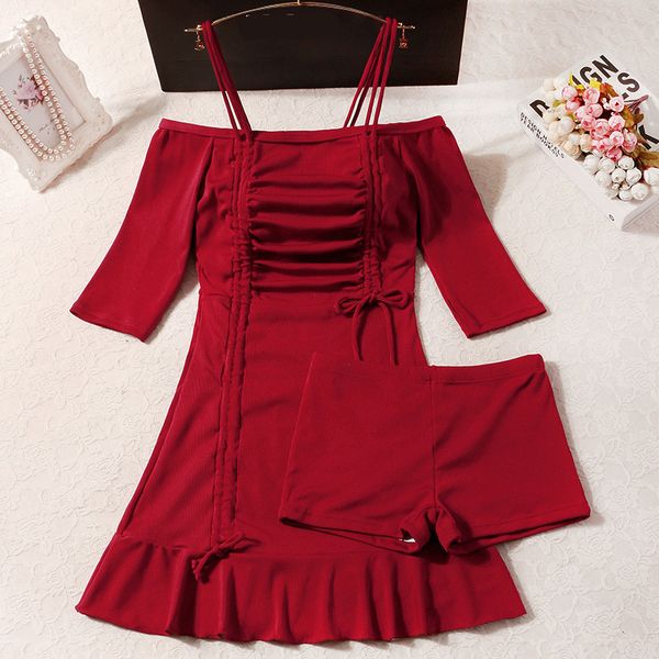 swimwear word shoulder noble wine red fission smoke plait design covered belly thin spring bathing suits female, White;black
swimwear word shoulder noble wine red fission smoke plait design covered belly thin spring bathing suits female, White;black