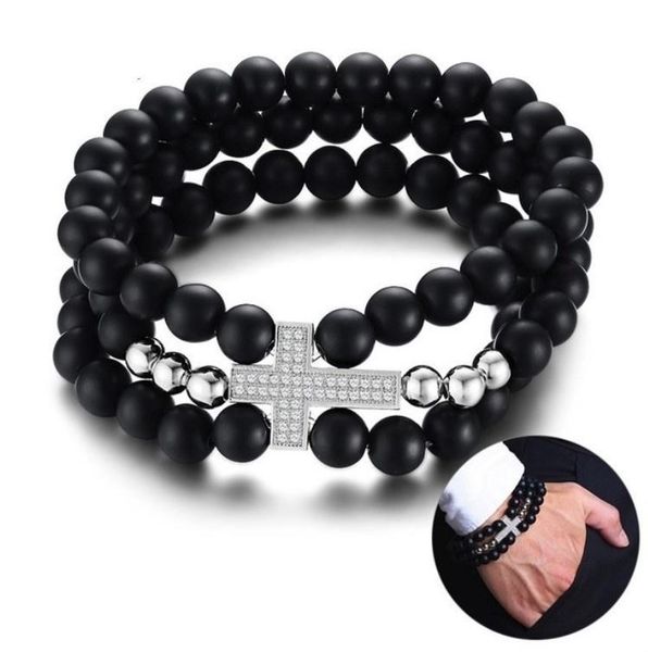 classic 3 layer beads men's bracelet cross charm black stone beaded male jewelry bangle
classic 3 layer beads men's bracelet cross charm black stone beaded male jewelry bangle