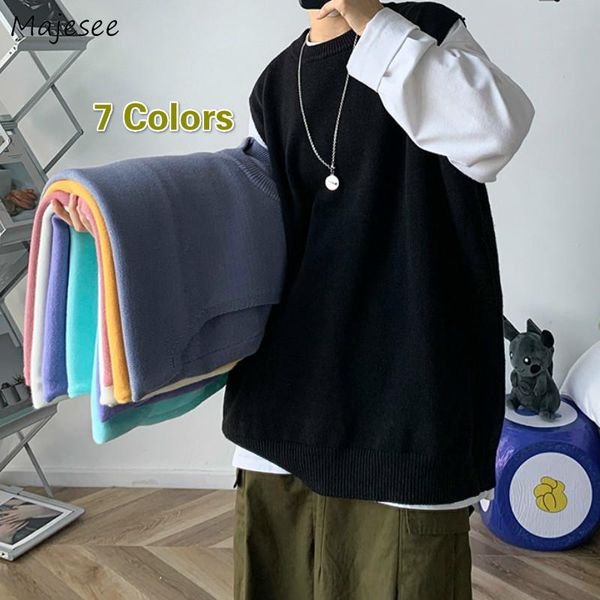 men sweater vest couples spring loose simple solid basic knitted sweaters male ulzzang soft all-match ins chic korean style men's vests, Black;white
men sweater vest couples spring loose simple solid basic knitted sweaters male ulzzang soft all-match ins chic korean style men's vests, Black;white