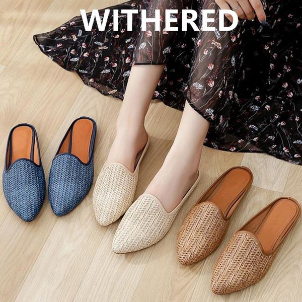 slippers withered summer shoes women indie folk hand woven lazy deerskin solid elegant mule woman slides, Black
slippers withered summer shoes women indie folk hand woven lazy deerskin solid elegant mule woman slides, Black
