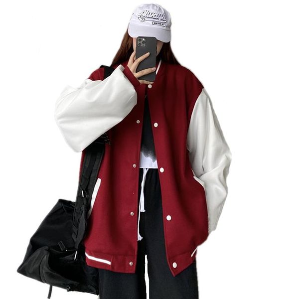 women's jackets autumn winter women solid baseball jacket oversized cool coat harajuku preppy style loose patchwork pu long sleeves, Black;brown
women's jackets autumn winter women solid baseball jacket oversized cool coat harajuku preppy style loose patchwork pu long sleeves, Black;brown
