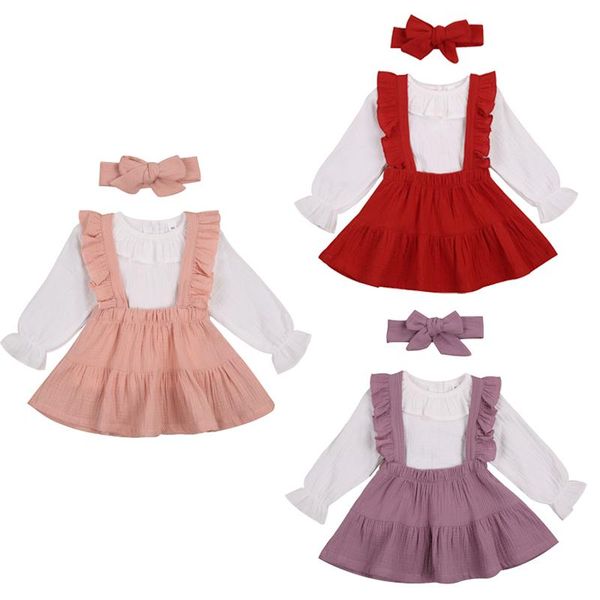 clothing sets kids baby girls 3-piece outfit set long sleeve suspender skirt+headband for children, White
clothing sets kids baby girls 3-piece outfit set long sleeve suspender skirt+headband for children, White