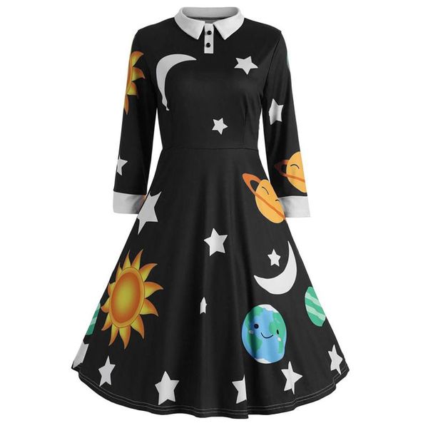 casual dresses 2021 autumn women's fashion dress sun and moon star print ladies botton long sleeve flare vintage vestido de mujer, Black;gray
casual dresses 2021 autumn women's fashion dress sun and moon star print ladies botton long sleeve flare vintage vestido de mujer, Black;gray