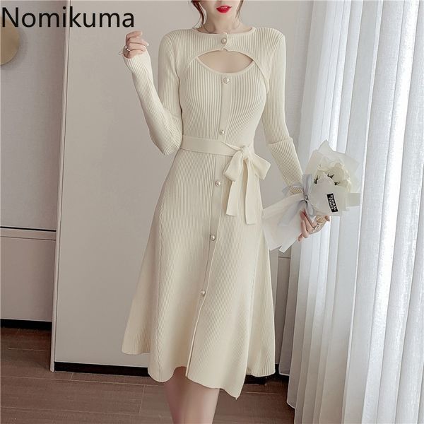 nomikuma elegant knitted dress women fake two piece hollow out long sleeve slim waist dresses single breasted vestidos 3d526 210514, Black;gray
nomikuma elegant knitted dress women fake two piece hollow out long sleeve slim waist dresses single breasted vestidos 3d526 210514, Black;gray