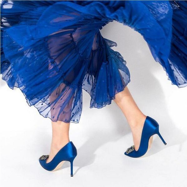 dress shoes women high heels pointed toe pumps chic ladies wedding crystal embellished blue white satin sapato feminino, Black
dress shoes women high heels pointed toe pumps chic ladies wedding crystal embellished blue white satin sapato feminino, Black