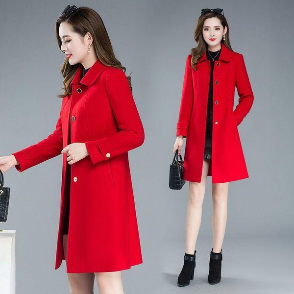 women's wool & blends woolen autumn and winter coat wear 2021 fashion medium long foreign style loose temperament cashmere, Black
women's wool & blends woolen autumn and winter coat wear 2021 fashion medium long foreign style loose temperament cashmere, Black