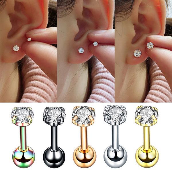 1pair/2pcs small round cz tragus cartilage tunnels stainless steel 16g 4 prong ear stud earrings tragus helix piercing jewelry, Silver
1pair/2pcs small round cz tragus cartilage tunnels stainless steel 16g 4 prong ear stud earrings tragus helix piercing jewelry, Silver
