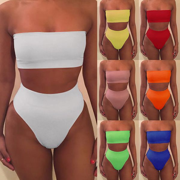 2021 new bikini women swimwear high waist strapless bikini pure color women swimsuit padded bathing suit monokin, White;black
2021 new bikini women swimwear high waist strapless bikini pure color women swimsuit padded bathing suit monokin, White;black