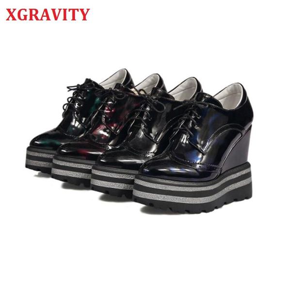 dress shoes xgravity spring autumn pure color woman super high heel wedge elegant women casual platform fashion lace up a256, Black
dress shoes xgravity spring autumn pure color woman super high heel wedge elegant women casual platform fashion lace up a256, Black
