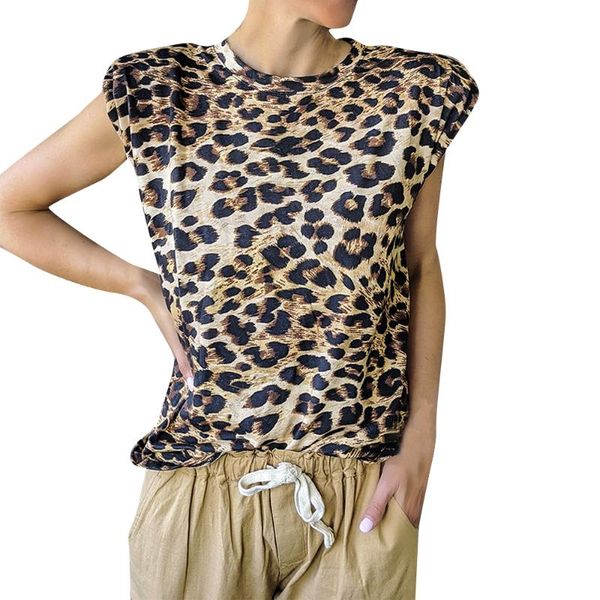 women's blouses & shirts women summer leopard print patchwork o-neck sleeveless slim female for streetwear fashion clothing, White
women's blouses & shirts women summer leopard print patchwork o-neck sleeveless slim female for streetwear fashion clothing, White