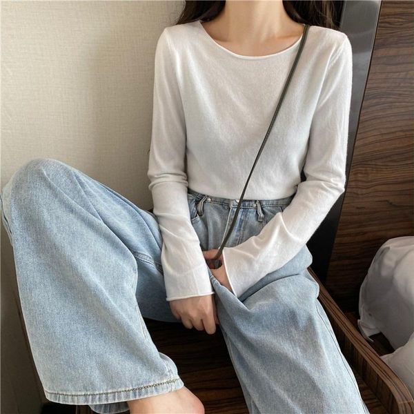 women's t-shirt clothes 2021 white bottomed shirt inner wear spring and autumn foreign style versatile long sleeve
women's t-shirt clothes 2021 white bottomed shirt inner wear spring and autumn foreign style versatile long sleeve