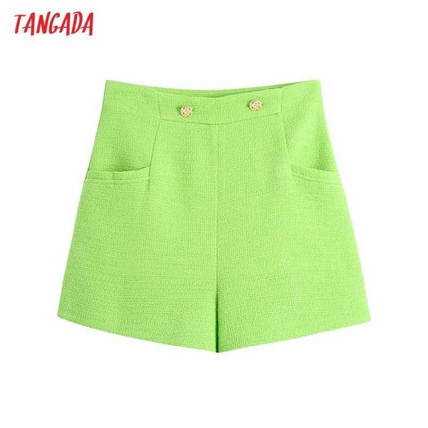 tangada women green tweed shorts vintage high waist back zipper with lining female short pants mujer be803 210609, White;black
tangada women green tweed shorts vintage high waist back zipper with lining female short pants mujer be803 210609, White;black