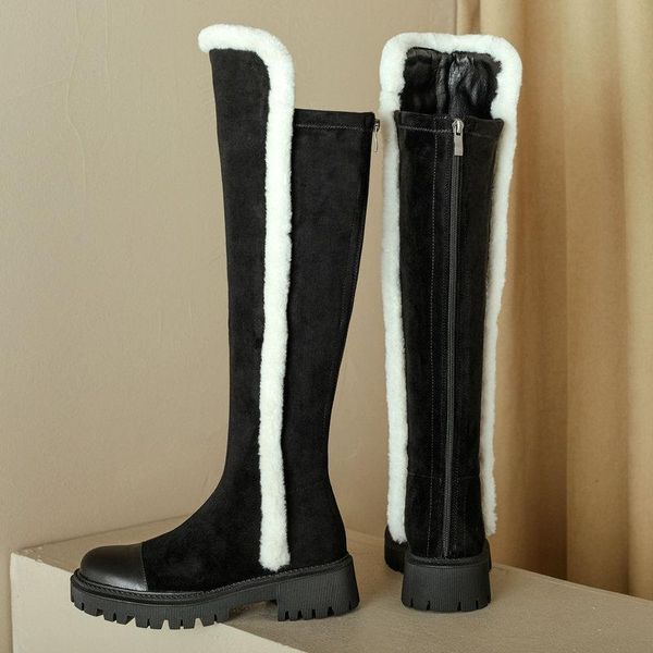 boots 2022 arrive winter keep warm over the knee snow square heels round toe patchwork genuine leather shoes, Black
boots 2022 arrive winter keep warm over the knee snow square heels round toe patchwork genuine leather shoes, Black