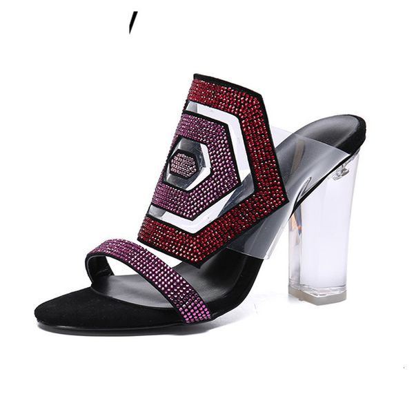 sandals geometric summer clear chunky high heel open toe transparent pvc crystal embellished dress shoes formal slippers women bz8, Black
sandals geometric summer clear chunky high heel open toe transparent pvc crystal embellished dress shoes formal slippers women bz8, Black