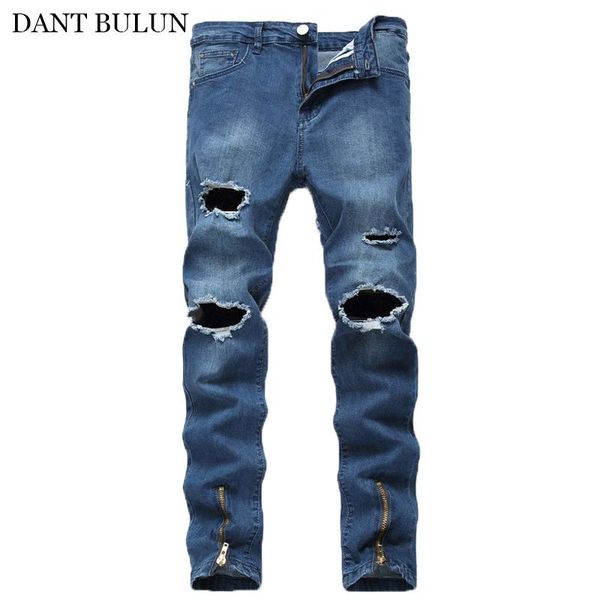 men's elastic jeans pants slim fit stretch denim trousers ripped holes brand fashion washed jean casual for male, Blue
men's elastic jeans pants slim fit stretch denim trousers ripped holes brand fashion washed jean casual for male, Blue