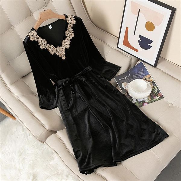 autumn v neck nightdress womens sleepwears homewear velvet nightwear home dressing gown long sleeve nightgown intimate lingerie, Black;red
autumn v neck nightdress womens sleepwears homewear velvet nightwear home dressing gown long sleeve nightgown intimate lingerie, Black;red