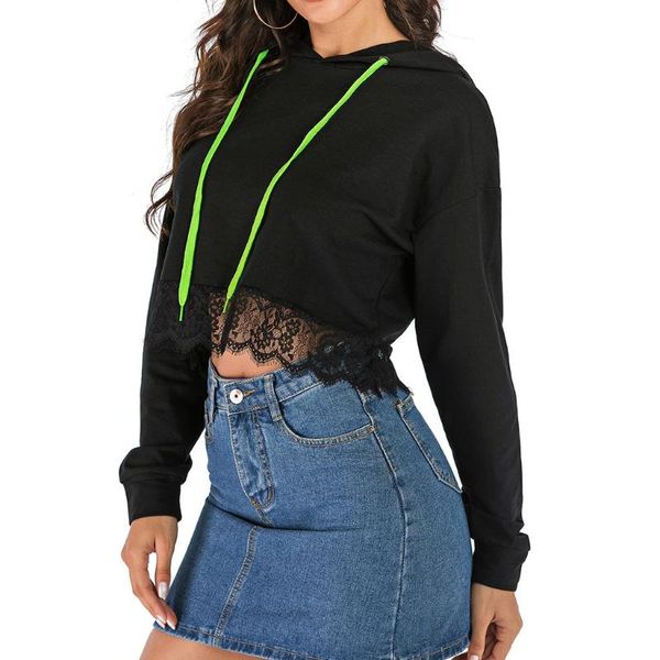 women's hoodies & sweatshirts vogue black long-sleeved hooded lace stitching short sweatshirt female autumn winter wild
women's hoodies & sweatshirts vogue black long-sleeved hooded lace stitching short sweatshirt female autumn winter wild