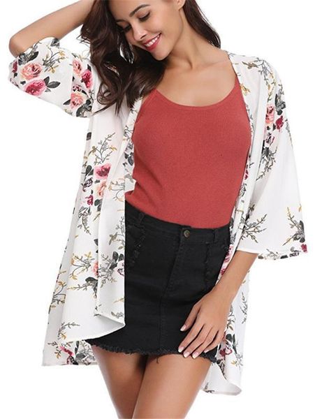 women's loose cardigan swimwear for women v neck clothing floral printed womens rash guards fashion, White;black
women's loose cardigan swimwear for women v neck clothing floral printed womens rash guards fashion, White;black