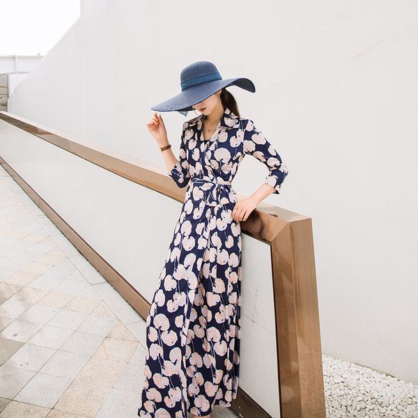 dress celebrity style long skirt dark blue bottom and wind printed v-neck lace up wrap temperament slim women one piece, White;black
dress celebrity style long skirt dark blue bottom and wind printed v-neck lace up wrap temperament slim women one piece, White;black