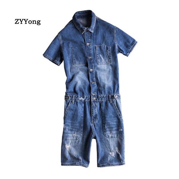 zyyong summer short-sleeved men's denim jumpsuit hip-hop streetwear alphabet printing overalls casual short jeans, Blue
zyyong summer short-sleeved men's denim jumpsuit hip-hop streetwear alphabet printing overalls casual short jeans, Blue