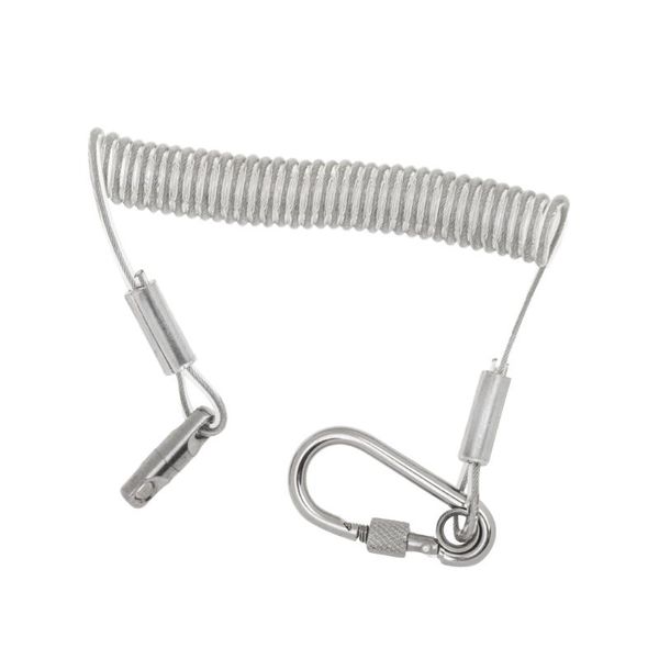 1.2m 1.5mm steel wire coiled lanyard with screw lock snap carabiner fishing accessories
1.2m 1.5mm steel wire coiled lanyard with screw lock snap carabiner fishing accessories