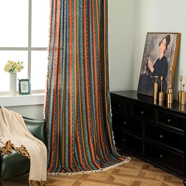 curtain & drapes bohemian colorful geometric striped rod pocket window panel with tassels
curtain & drapes bohemian colorful geometric striped rod pocket window panel with tassels