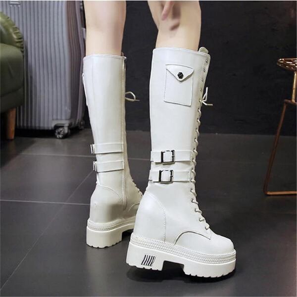 boots autumn winter fashion women black platform knee high slim lace-up wedges riding 10cm increased internal shoes 
boots autumn winter fashion women black platform knee high slim lace-up wedges riding 10cm increased internal shoes