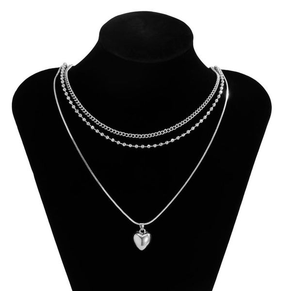 pendant necklaces exquisite double layer clavicle chain jewelry personality heart shaped multi-layer tassel necklace round beads fashion, Silver
pendant necklaces exquisite double layer clavicle chain jewelry personality heart shaped multi-layer tassel necklace round beads fashion, Silver