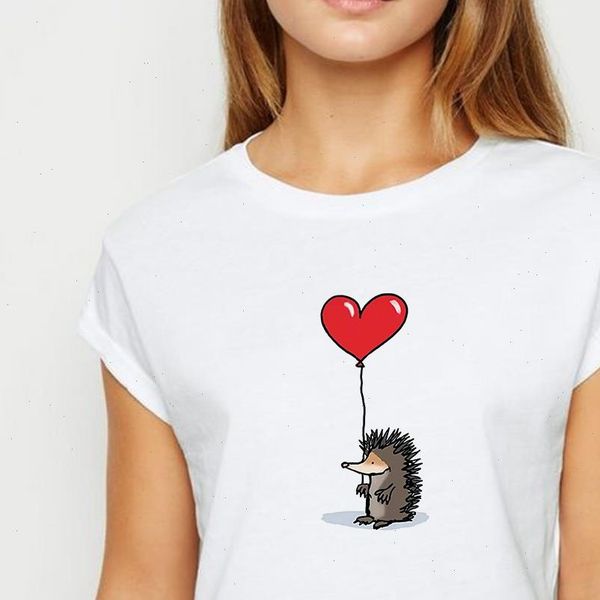 women t shirts shirt hedgehog love balloon loose spring summer cut cartoon printing vestidos round collar, White
women t shirts shirt hedgehog love balloon loose spring summer cut cartoon printing vestidos round collar, White
